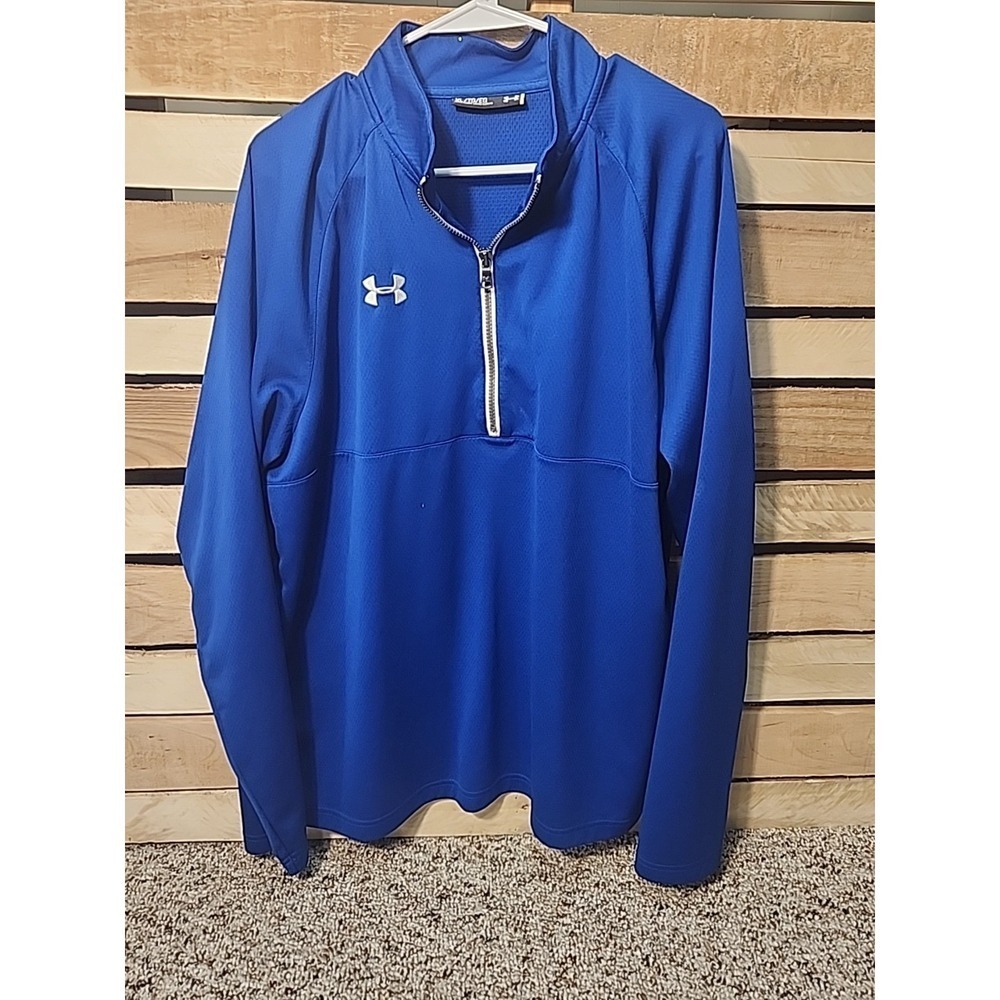 Under Armour Loose 100% polyester Blue half-zip pullover Mens Size XL